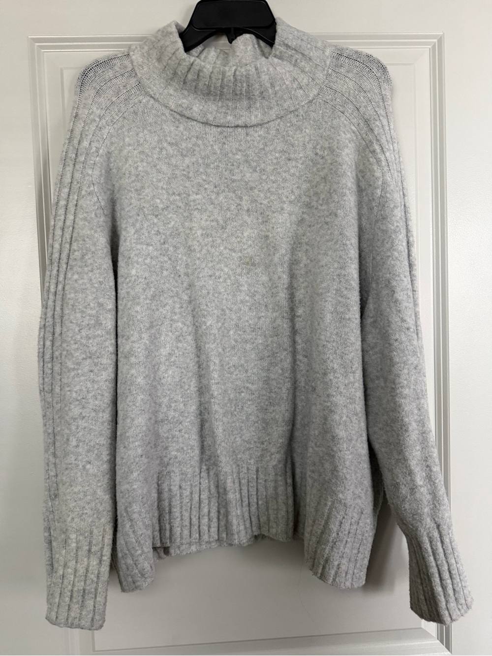 Ava & Viv Light Gray Ribbed Cowl-Neck Sweater